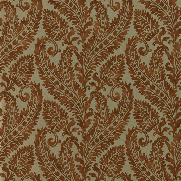 Regale - Russet Gilver Wp Rust By Clarke And Clarke | Clarke & Clarke Marianne Wallcovering |Damask Metallic Wallcovering Print