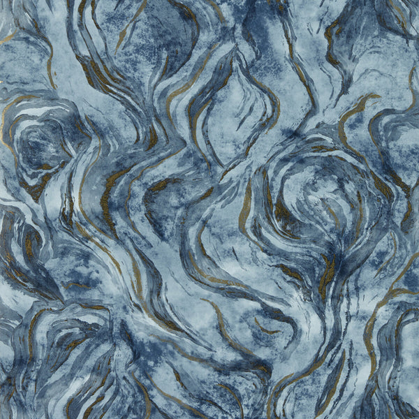 Lavico - Midnight Wp Dark Blue By Clarke And Clarke | Clarke & Clarke Lusso Wallcovering |Abstract Metallic Wallcovering Print