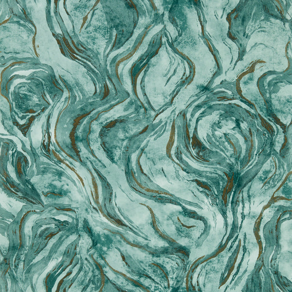 Lavico - Teal Wp Teal By Clarke And Clarke | Clarke & Clarke Lusso Wallcovering |Abstract Metallic Wallcovering Print