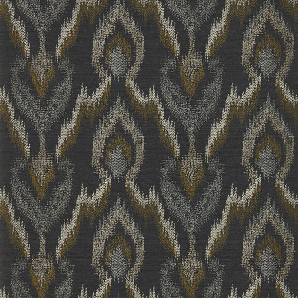 Velluto - Noir Wp Black By Clarke And Clarke | Clarke & Clarke Lusso Wallcovering |Geometric Metallic Wallcovering Print