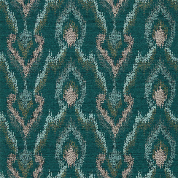 Velluto - Teal Wp Teal By Clarke And Clarke | Clarke & Clarke Lusso Wallcovering |Geometric Metallic Wallcovering Print