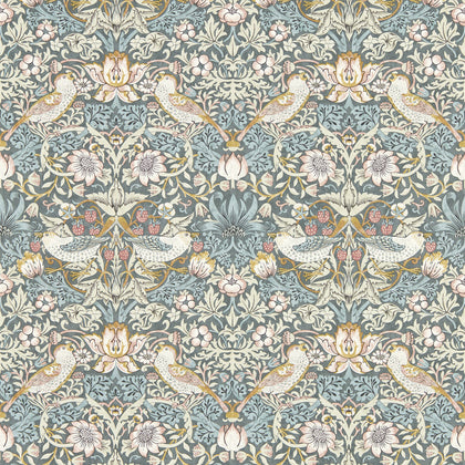 Strawberry Thief - Slate Wp Grey By Clarke And Clarke | Clarke & Clarke William Morris Wallcovering |Botanical & Floral Animal/Insects Wallcovering Print