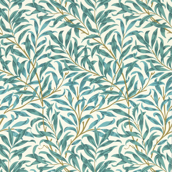 Willow Boughs - Teal Wp Teal By Clarke And Clarke | Clarke & Clarke William Morris Wallcovering | Botanical & Floral Wallcovering Print