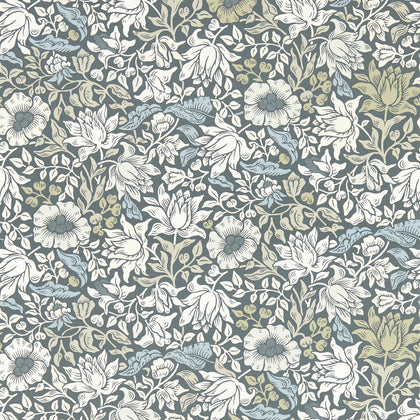 Mallow - Slate Wp Grey By Clarke And Clarke | Clarke & Clarke William Morris Wallcovering | Botanical & Floral Wallcovering Print