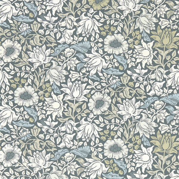 Mallow - Slate Wp Grey By Clarke And Clarke | Clarke & Clarke William Morris Wallcovering | Botanical & Floral Wallcovering Print