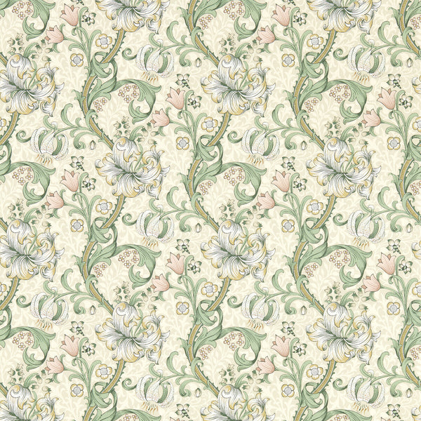 Golden Lily - Linen Wp Beige By Clarke And Clarke | Clarke & Clarke William Morris Wallcovering | Botanical & Floral Wallcovering Print