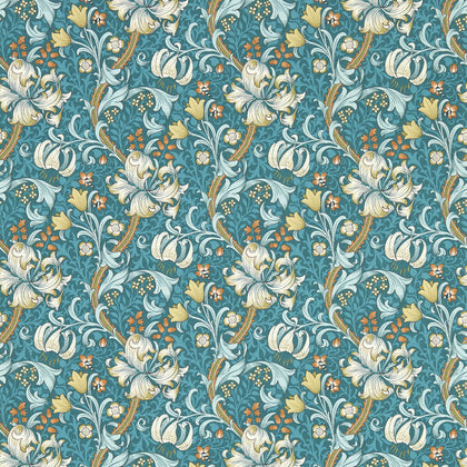 Golden Lily - Teal Wp Teal By Clarke And Clarke | Clarke & Clarke William Morris Wallcovering | Botanical & Floral Wallcovering Print