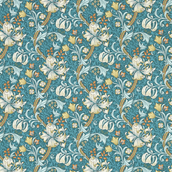 Golden Lily - Teal Wp Teal By Clarke And Clarke | Clarke & Clarke William Morris Wallcovering | Botanical & Floral Wallcovering Print