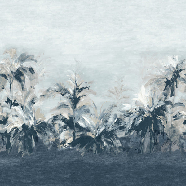 Alberi - Midnt/Lin Banner Wp Blue By Clarke And Clarke | Clarke & Clarke Vivido Wallcovering | Botanical & Floral Wallcovering Print