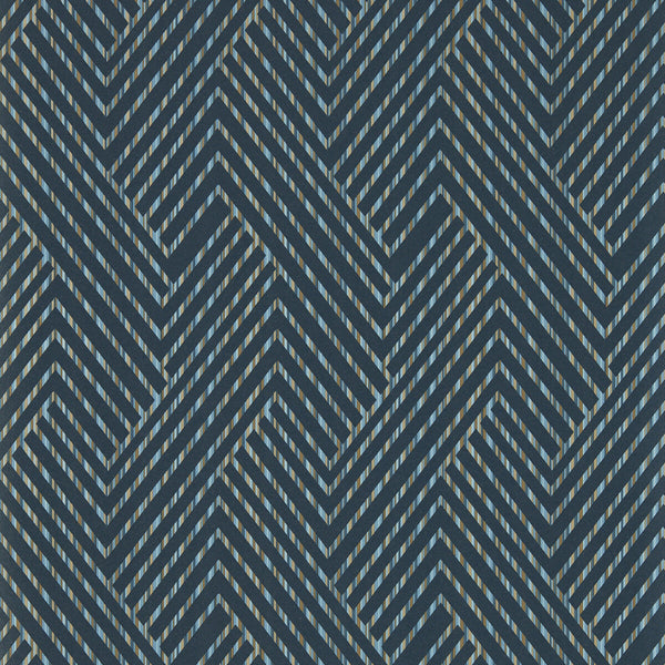 Grassetto - Midnight Wp Black By Clarke And Clarke | Clarke & Clarke Vivido Wallcovering |Geometric Stripes Wallcovering Print
