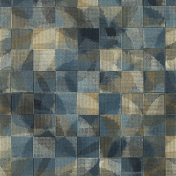 Impatto - Midnight Wp Teal By Clarke And Clarke | Clarke & Clarke Vivido Wallcovering | Geometric Wallcovering Print