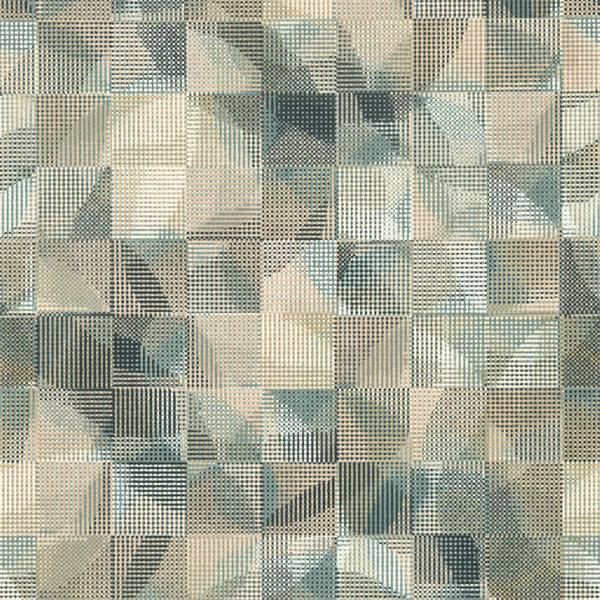 Impatto - Mineral/Blush Wp Turquoise By Clarke And Clarke | Clarke & Clarke Vivido Wallcovering | Geometric Wallcovering Print