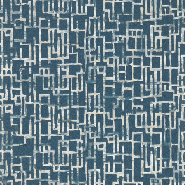 Quadrata - Midnight Wp Blue By Clarke And Clarke | Clarke & Clarke Vivido Wallcovering |Abstract Geometric Wallcovering Print