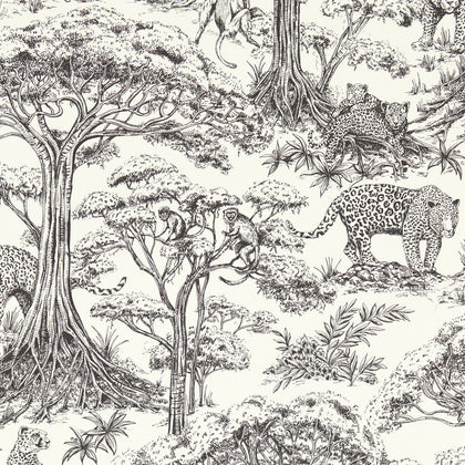 Kisumu - Noir Wp Black By Clarke And Clarke | Clarke & Clarke Breegan Jane Wallcovering |Animal/Insects Toile Wallcovering Print