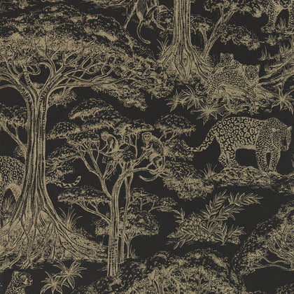 Kisumu - Noir/Luxe Wp Black By Clarke And Clarke | Clarke & Clarke Breegan Jane Wallcovering |Animal/Insects Toile Wallcovering Print