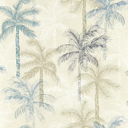 Palmyra - Denim Wp Dark Blue By Clarke And Clarke | Clarke & Clarke Breegan Jane Wallcovering |Botanical & Floral Texture Wallcovering Print