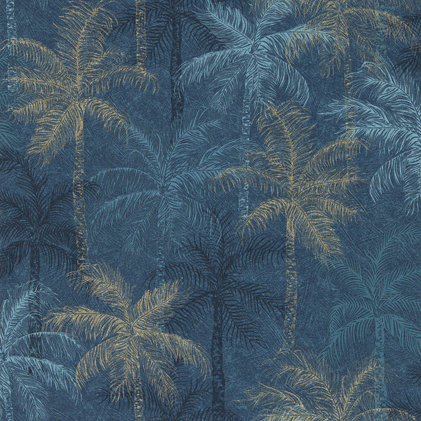 Palmyra - Midnight Wp Dark Blue By Clarke And Clarke | Clarke & Clarke Breegan Jane Wallcovering |Botanical & Floral Texture Wallcovering Print