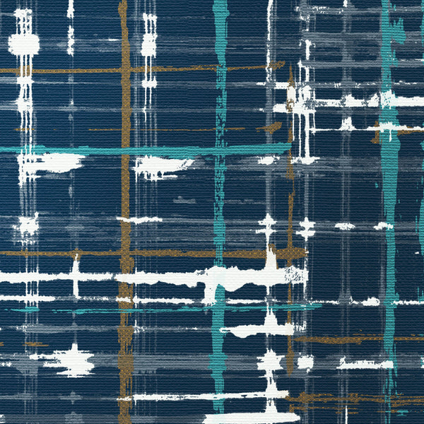 Amsterdam Plaidish Indigo Surprise Wallcovering | Phillipe Romano