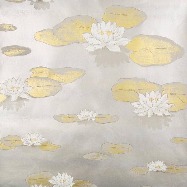 Lis D'Eau - Pewter Gold | Kravet Couture | Jan Showers Glamorous |Modern Metallic Wallcovering Print
