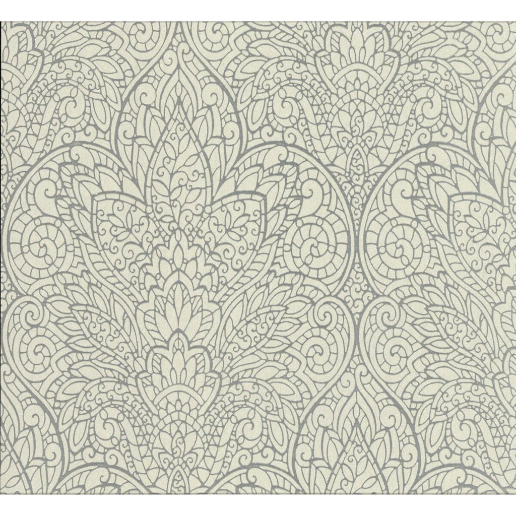 Kravet Design - W3467-11 Ivory | Kravet Design | Candice Olson Collection |Damask Metallic Wallcovering Print
