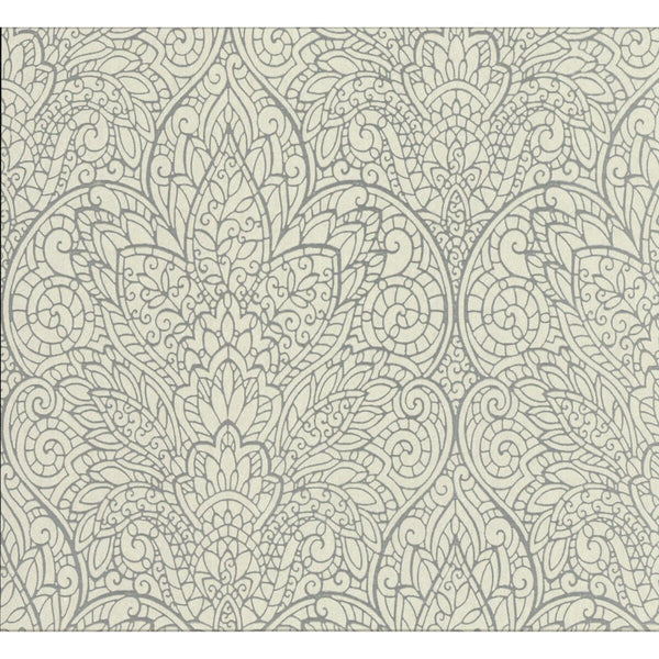 Kravet Design - W3467-11 Ivory | Kravet Design | Candice Olson Collection |Damask Metallic Wallcovering Print