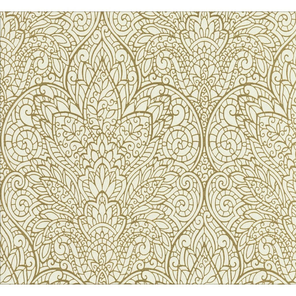 Kravet Design - W3467-14 Ivory | Kravet Design | Candice Olson Collection |Damask Metallic Wallcovering Print
