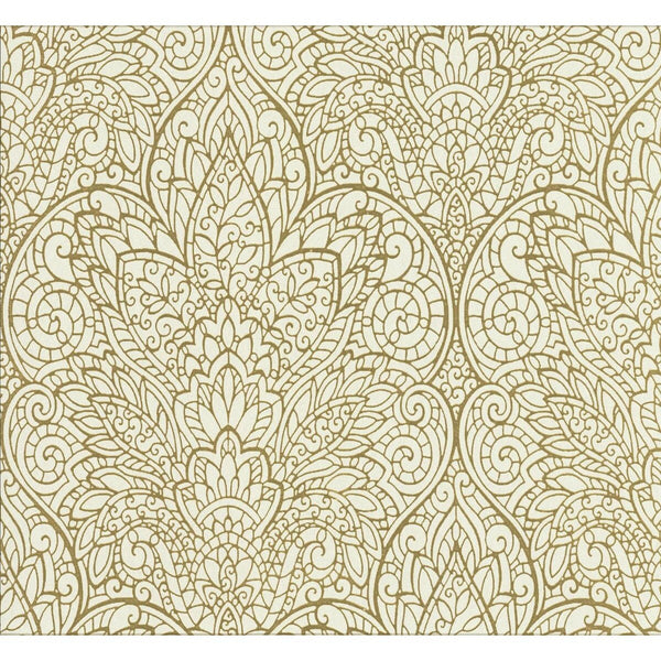 Kravet Design - W3467-14 Ivory | Kravet Design | Candice Olson Collection |Damask Metallic Wallcovering Print