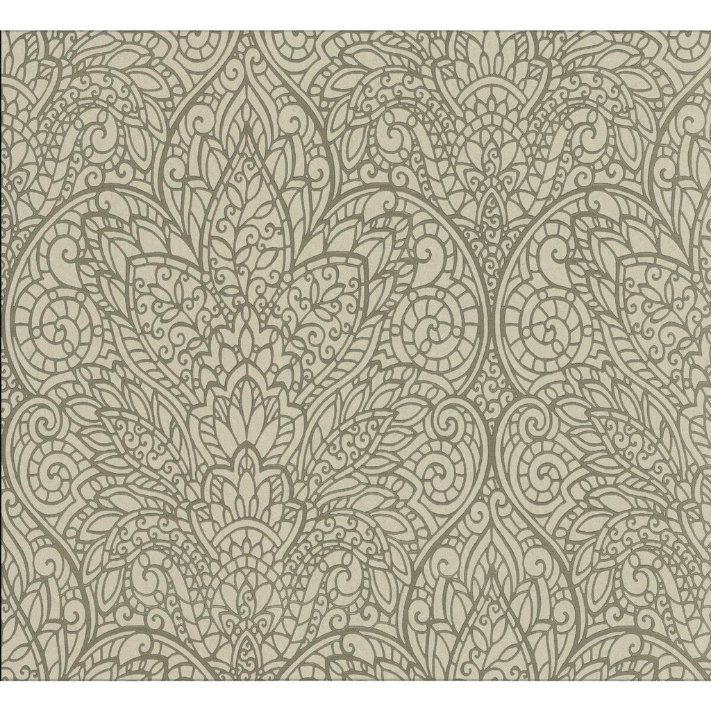 Kravet Design - W3467-16 Beige | Kravet Design | Candice Olson Collection |Damask Metallic Wallcovering Print