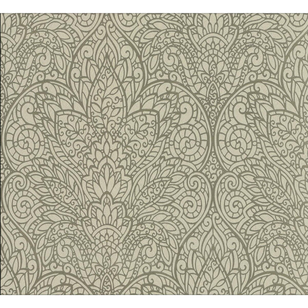 Kravet Design - W3467-16 Beige | Kravet Design | Candice Olson Collection |Damask Metallic Wallcovering Print