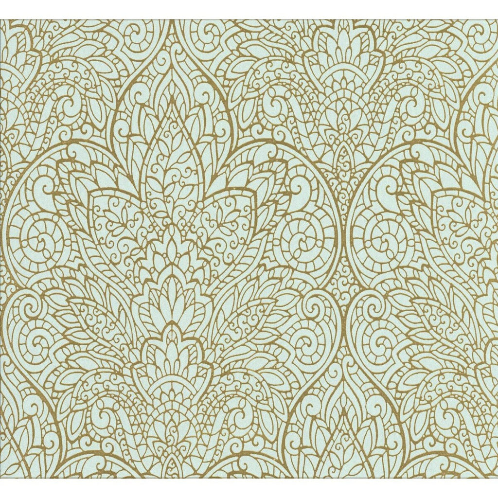 Kravet Design - W3467-516 Light Blue | Kravet Design | Candice Olson Collection |Damask Metallic Wallcovering Print