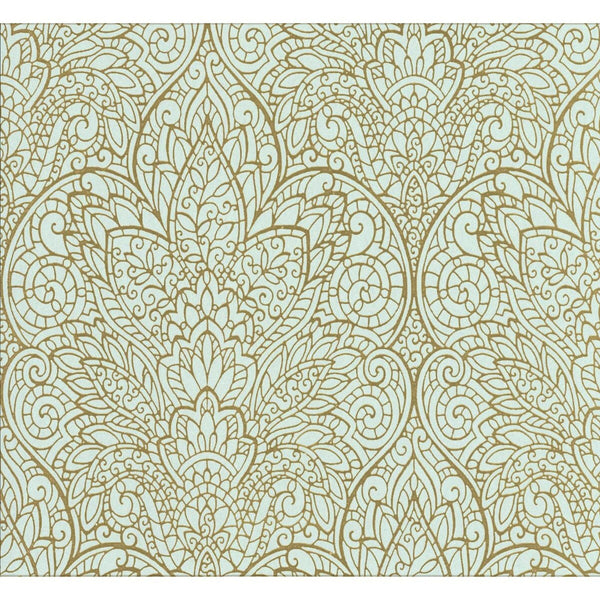 Kravet Design - W3467-516 Light Blue | Kravet Design | Candice Olson Collection |Damask Metallic Wallcovering Print