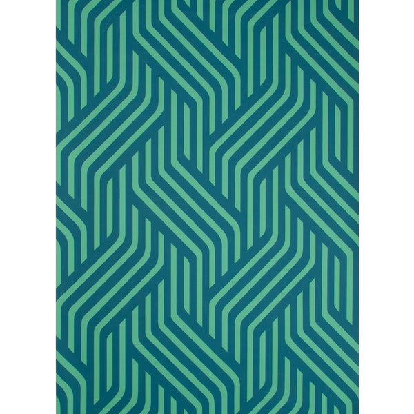 Proxmire - Peacock Dark Blue | Kravet Couture | Modern Tailor |Modern Geometric Wallcovering Print