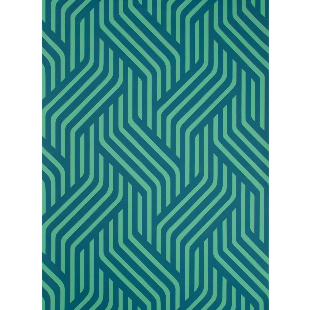 Proxmire - Peacock Dark Blue | Kravet Couture | Modern Tailor |Modern Geometric Wallcovering Print