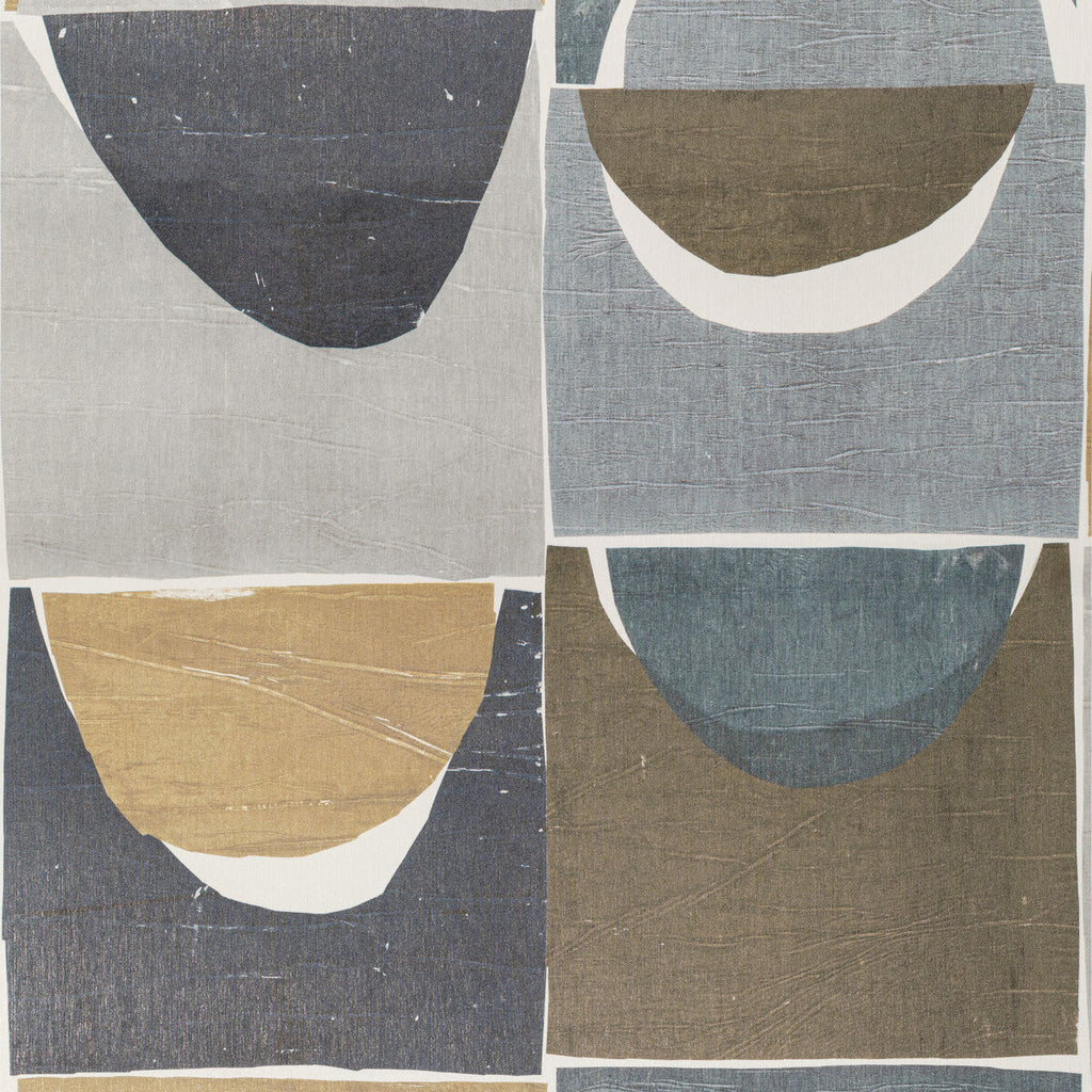 Niko Mod - Blue Stone Camel | Kravet Couture | Linherr Hollingsworth Boheme Ii | Abstract Geometric Wallcovering Print