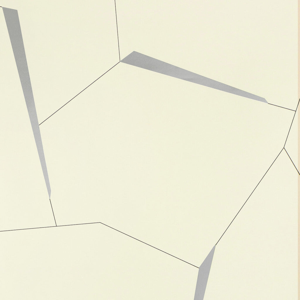 Divergent - Platinum White | Kravet Couture | Linherr Hollingsworth Boheme Ii |Geometric Metallic Wallcovering Print