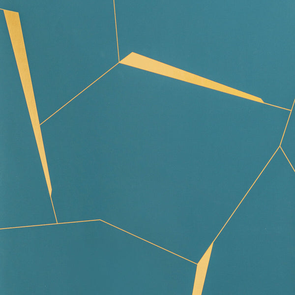 Divergent - Teal | Kravet Couture | Linherr Hollingsworth Boheme Ii |Geometric Metallic Wallcovering Print