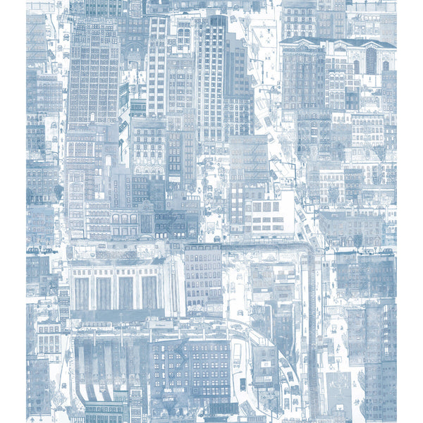 Urban Planning - Blueish Blue | Kravet Couture | Paperscape Artist Series |Modern Novelty Wallcovering Print