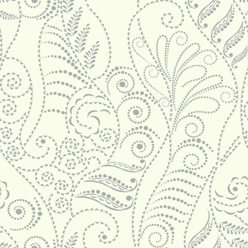 Kravet Design - W3596-11 White | Kravet Design | Candice Olson Collection |Metallic Paisley Wallcovering Print