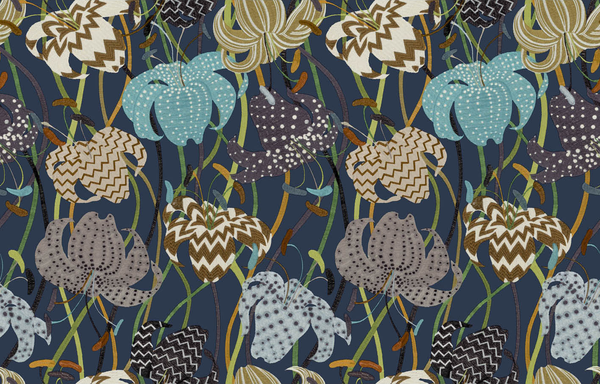 Lilium - 10233 Blue | Kravet Couture | Missoni Home Wallcoverings 03 | Botanical & Floral Wallcovering Print