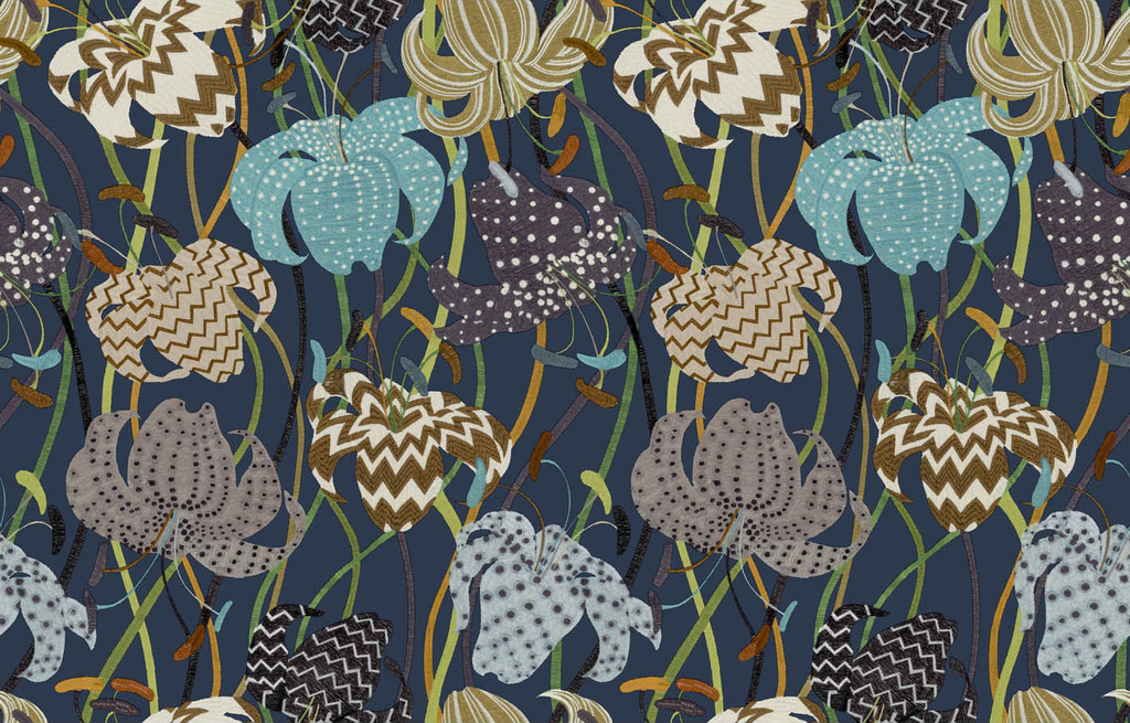 Lilium - 10233 Blue | Kravet Couture | Missoni Home Wallcoverings 03 | Botanical & Floral Wallcovering Print