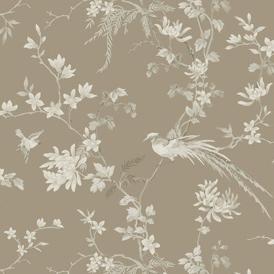 W3714-6 Brown | Kravet Design | Ronald Redding |Chinoiserie Flora & Fauna Wallcovering Print