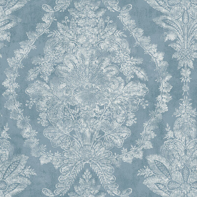 Kravet Design - W3715-5 Blue | Kravet Design | Ronald Redding |Damask Wallcovering Print