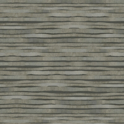 Kravet Design - W3716-21 Charcoal | Kravet Design | Ronald Redding |Metallic Stripes Wallcovering Print