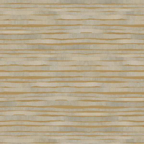 W3716-4 Gold | Kravet Design | Ronald Redding |Metallic Stripes Wallcovering Print