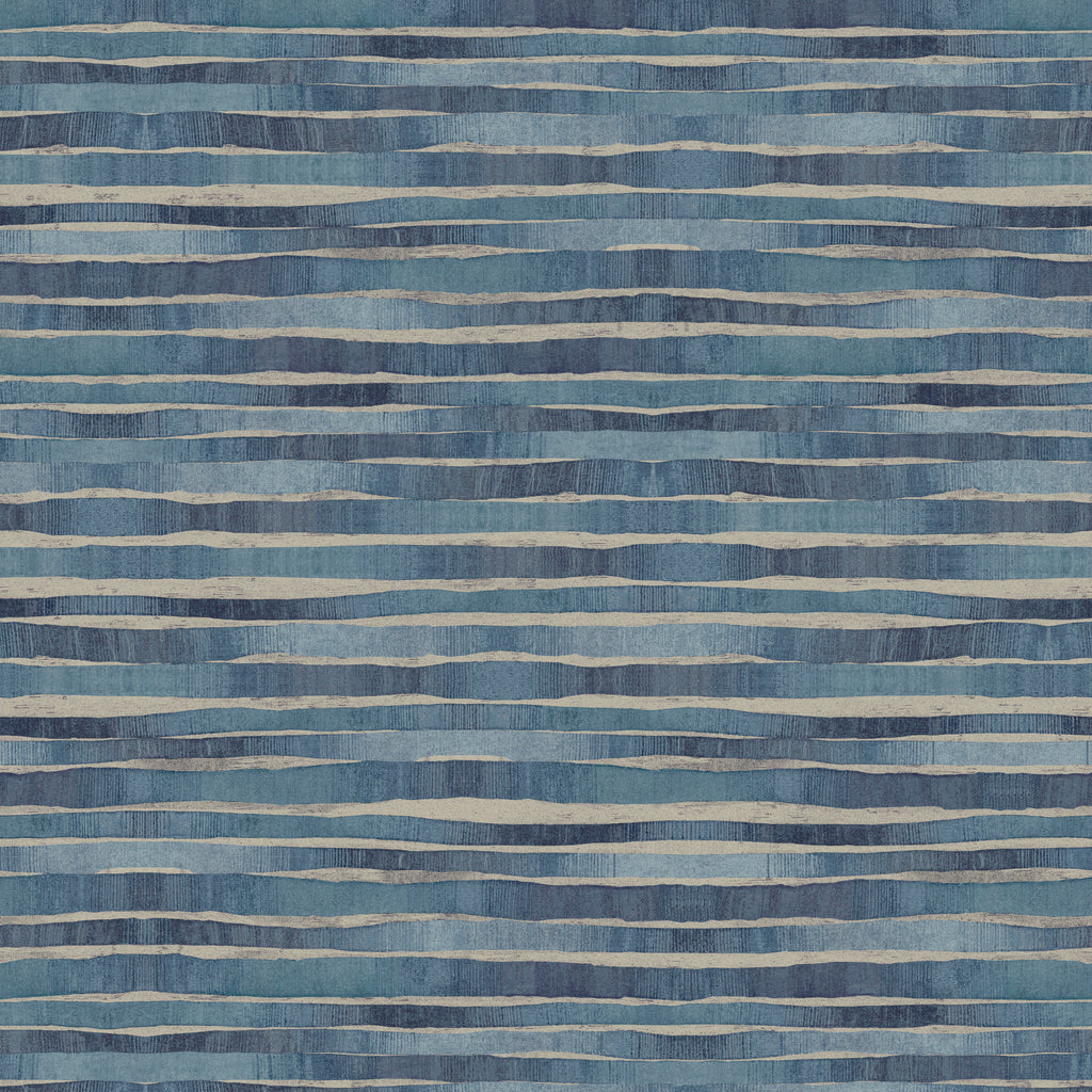 W3716-5 Blue | Kravet Design | Ronald Redding |Metallic Stripes Wallcovering Print