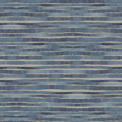 W3716-5 Blue | Kravet Design | Ronald Redding |Metallic Stripes Wallcovering Print