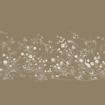 W3718-6 Brown | Kravet Design | Ronald Redding | Botanical & Floral Metallic Wallcovering Print