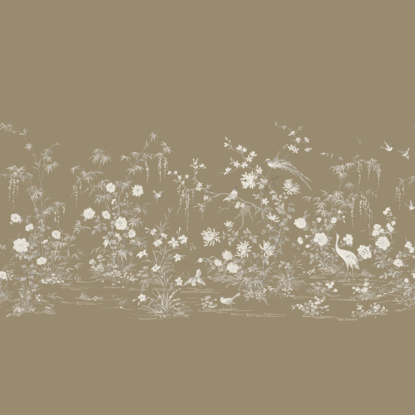 W3718-6 Brown | Kravet Design | Ronald Redding | Botanical & Floral Metallic Wallcovering Print