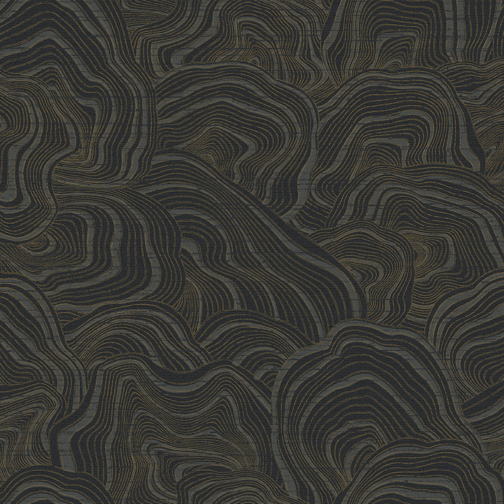 W3719-8 Black | Kravet Design | Ronald Redding |Geometric Metallic Wallcovering Print