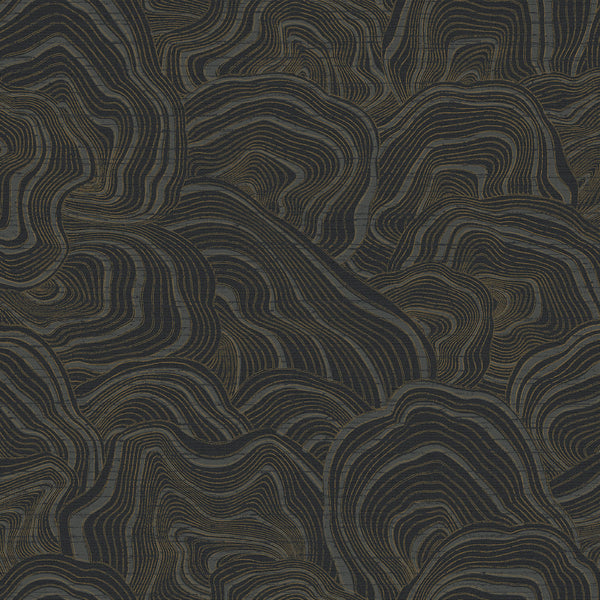 W3719-8 Black | Kravet Design | Ronald Redding |Geometric Metallic Wallcovering Print